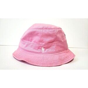 Polo Ralph Lauren Solid Safari Bucket Cap Hat Pink with White Pony NOS